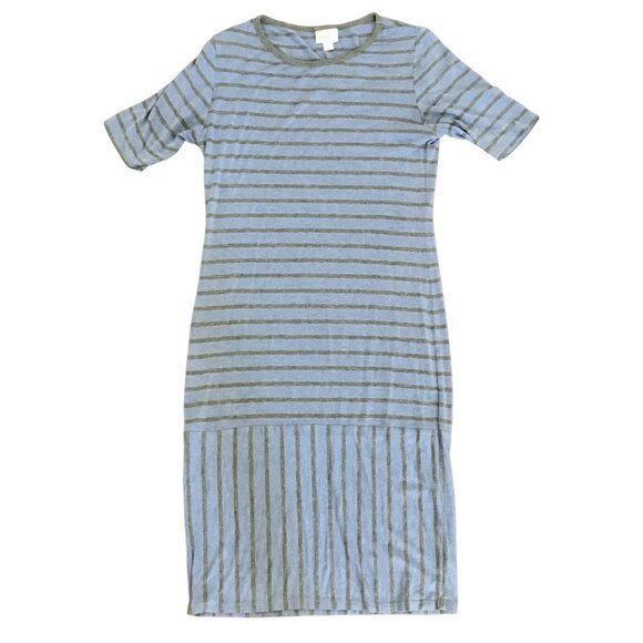LuLaRoe Womens Simply Comfortable Stripe Stretch Bodycon Midi Julia Dress Size M - Picture 1 of 9